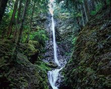 Canada, British Columbia, Strathcona Provincial Park, Lupin Falls, morning