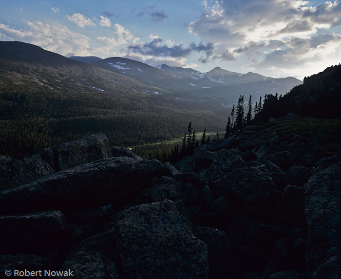 Mummy Range, Rocky Mountain National Park, Colorado, sunset, Stormy Peaks Pass, rays, photo