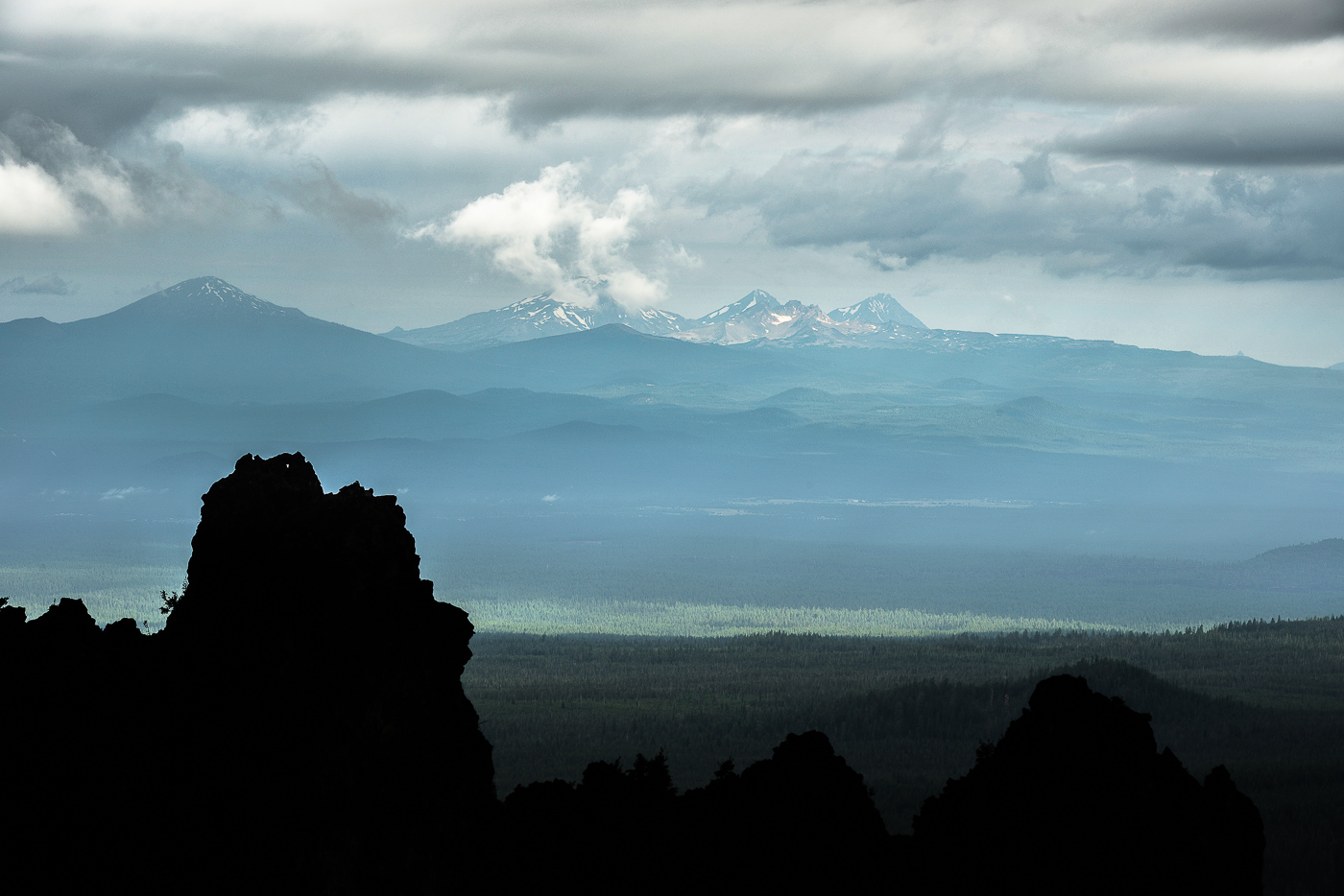 Three Sisters from Paulina Peak, Newberry National Volcanic Monument, Oregon
